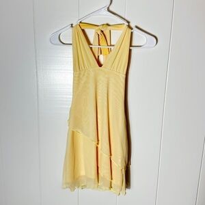 SHEIN Light Yellow Tie Halter Dress